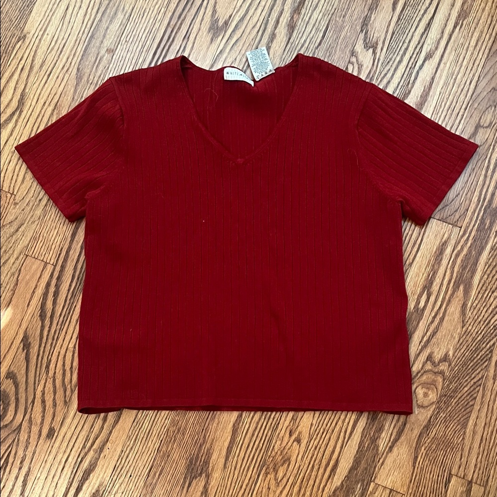 White Stag Rich Red Short Sleeve V-Neck Top